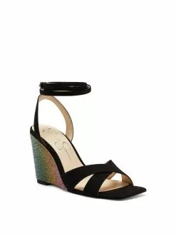 Camuto Shoes Arlisa Wedge Sandal In Black Sparkle
