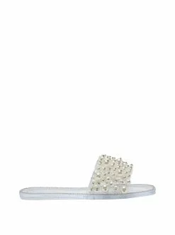 Camuto Kassime Flat Slide In Clear And Pearl