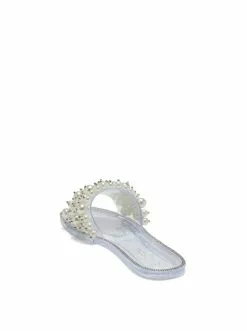 Camuto Kassime Flat Slide In Clear And Pearl