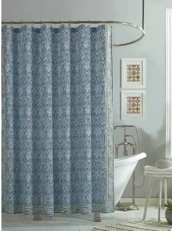 Peking Handicraft Home Talca Lined Shower Curtain In Blue